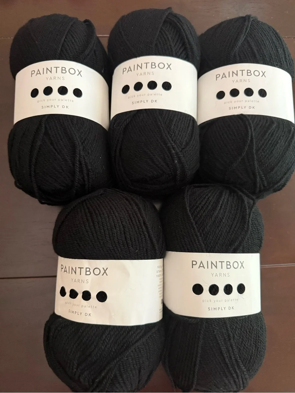 Paintbox Black Yarn - 5 Skeins